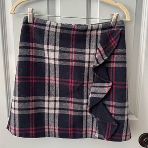 J. Crew Factory Asymmetrical Plaid Skirt - Black and Pink